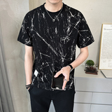 @店主扎染设计男士高克重圆领泼墨短袖T恤半袖85118-P48，男装T恤，电商D246