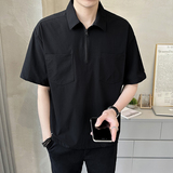 店主风男士polo衫重磅设计感款工装双口袋短袖T恤半袖8031-P50，男装T恤，电商D246
