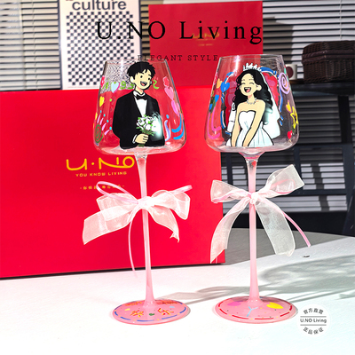 U.NOLiving.新婚礼物手绘敬酒杯