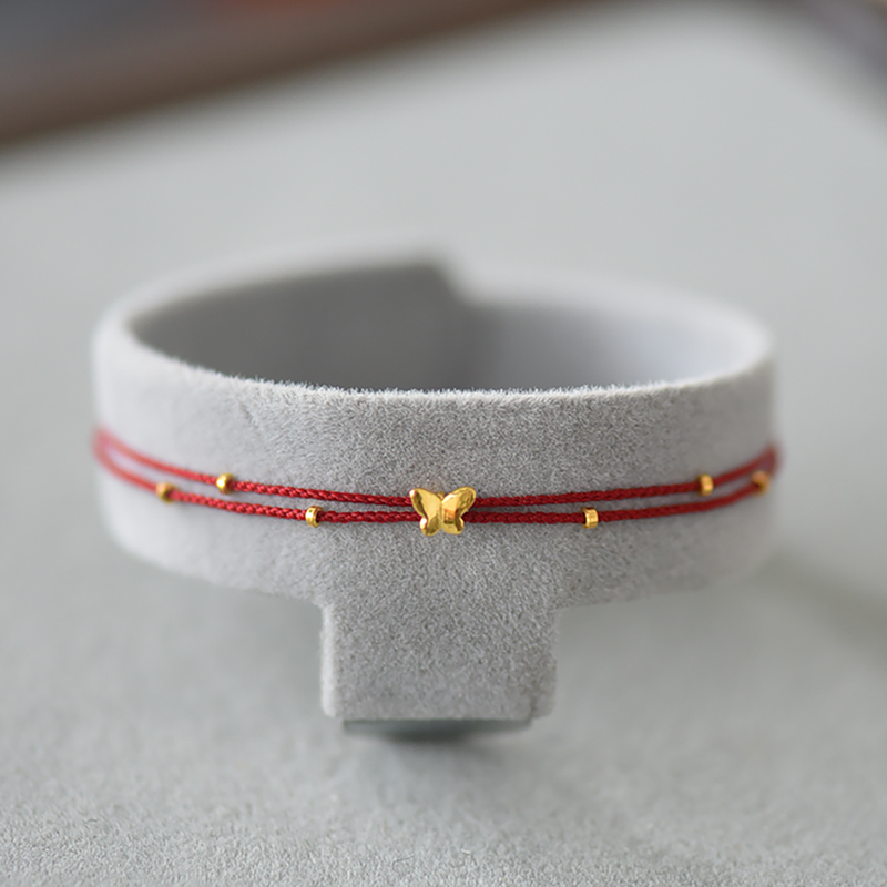 天绳一兑足金蝴蝶结手工编织红绳