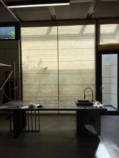 新中式禅意苎麻帘客厅免打孔入户隔断屏风天窗现代办公室茶室定制