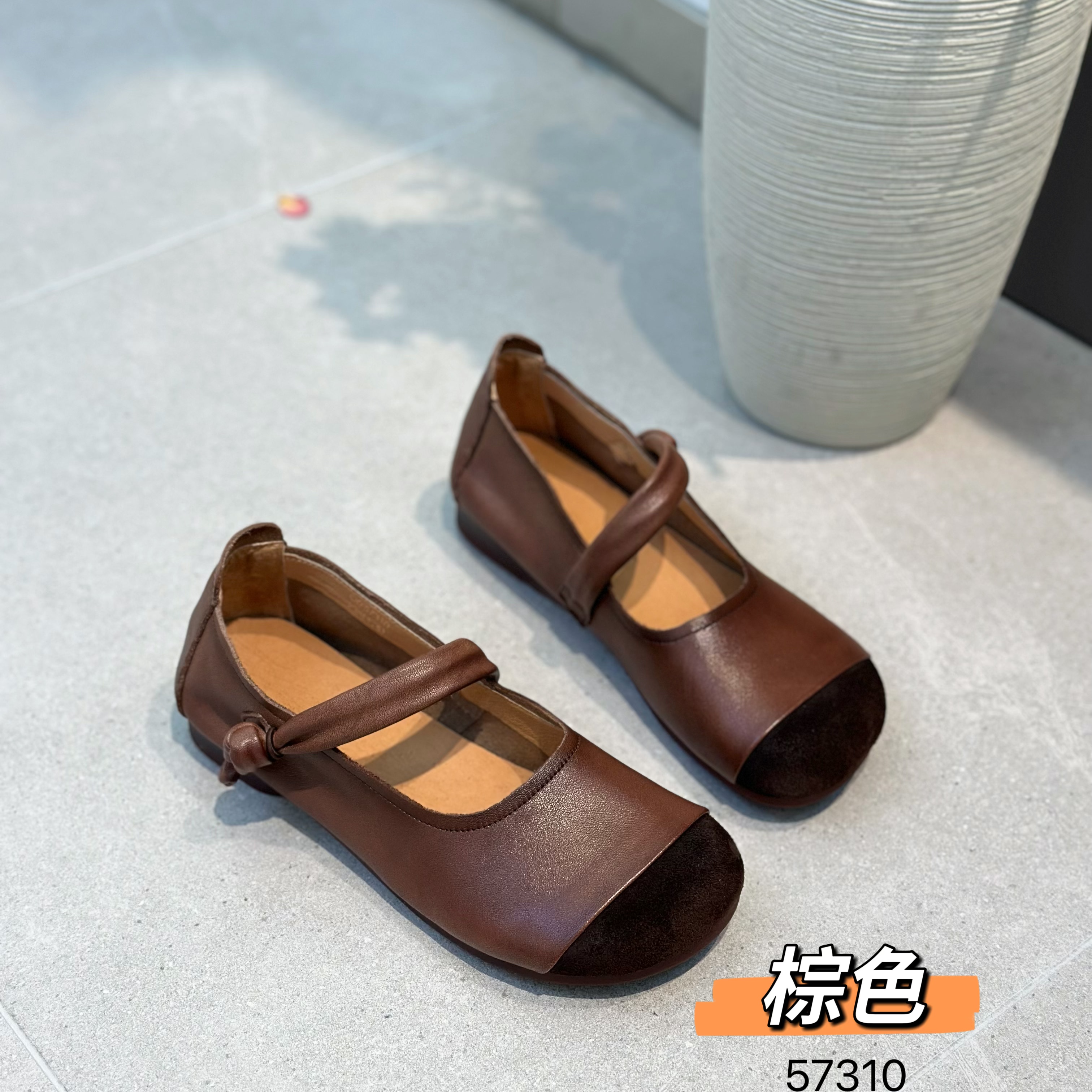 头层牛皮玛丽珍鞋女平底单鞋奶奶