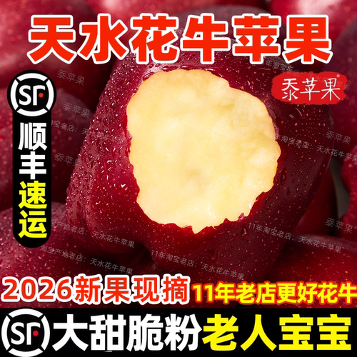 正宗甘肃天水花牛苹果蛇红果小孩老人粉面沙甜苹果脆新鲜水果顺丰