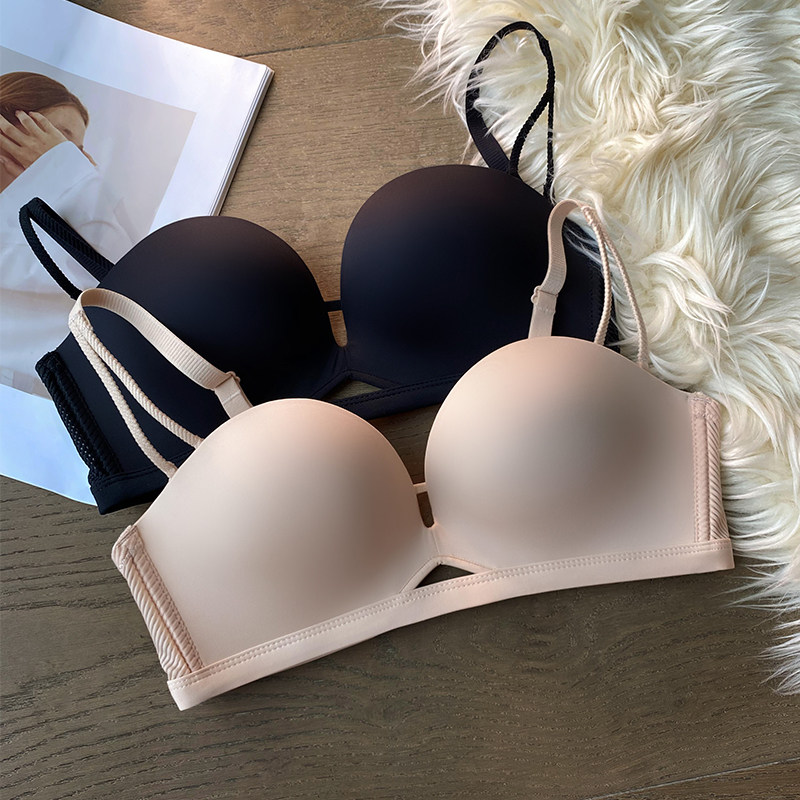 无痕内衣小胸聚拢调整型上托一片式少女光面无钢圈文胸罩夏季薄款