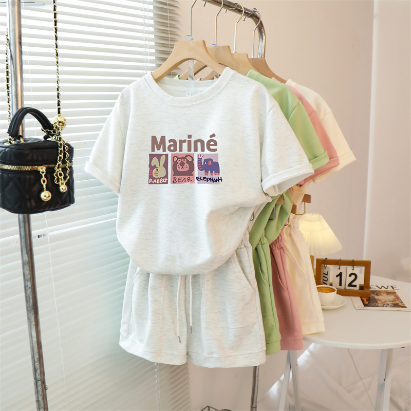 短袖短裤运动套装女纯棉夏季薄款外穿时尚宽松休闲跑步服两件套潮