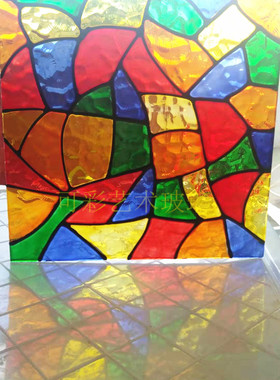 彩绘彩晶波纹艺术玻璃蒂凡尼玻璃复古花窗玻璃装饰教堂ins风