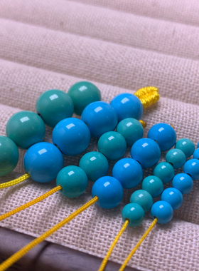 天然绿松石高瓷小米珠散珠配饰配珠文玩DIY4mm6mm单珠圆珠隔珠