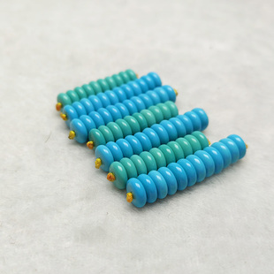 高瓷湖北天然绿松石隔片手串配珠diy配饰散珠4mm6mm