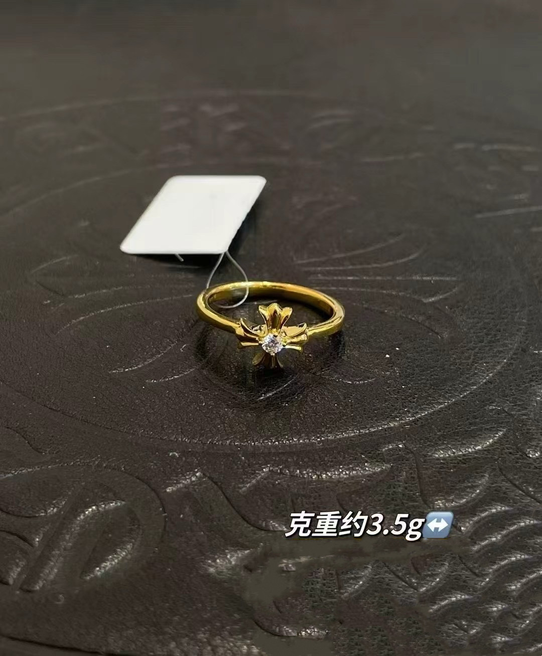 深圳水贝999足金镶嵌克罗心戒指女小众设计戒子指环送女友