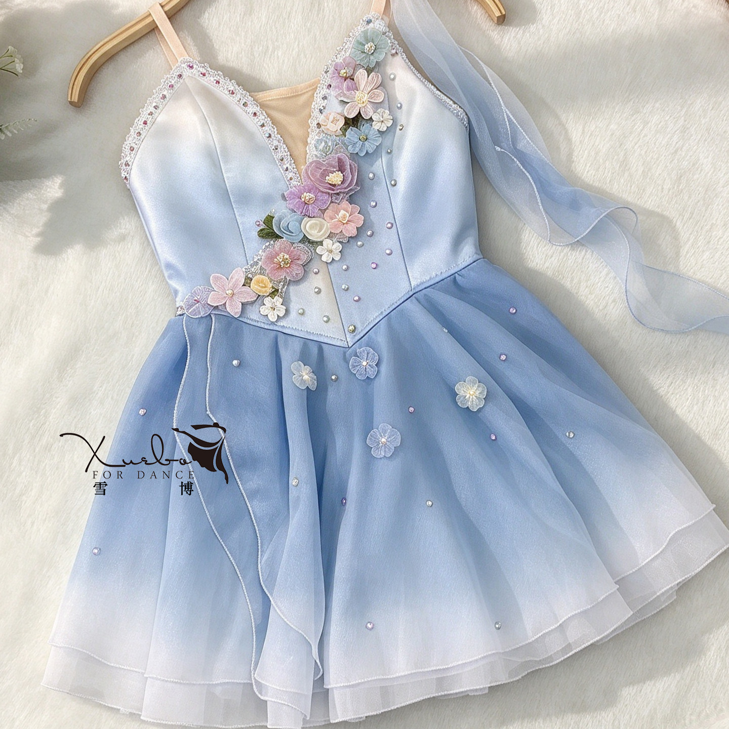 定制款雾蓝色丘比特魔符女桑比卡tutu裙成人儿童演出服比赛定制
