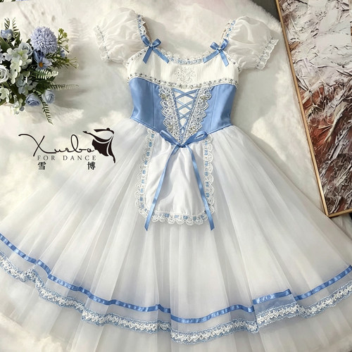 定制款蓝色吉赛尔葛蓓莉亚芭蕾舞裙舞蹈服演出服装演出服装