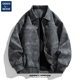 GENIOLAMODE皮夹克外套男秋冬加绒加厚男士 皮衣美式 机车棒球外套