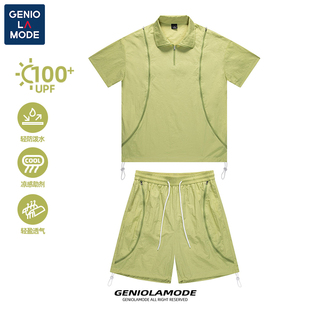 GENIOLAMODE套装男夏25新款痞帅休闲运动短裤短袖潮男一整套穿搭