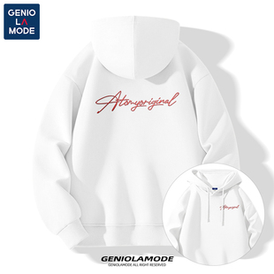 GENIOLAMODE卫衣男款2025新款冬季连帽重磅美式简约设计感外套男