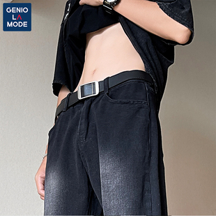 捷尼拉莫geniolamode牛仔裤男款夏季薄款水洗做旧美式vibe直筒裤