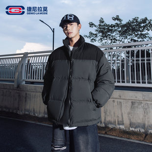 GENIOLAMODE羽绒服男冬季潮牌情侣面包服青少年宽松保暖短款棉服