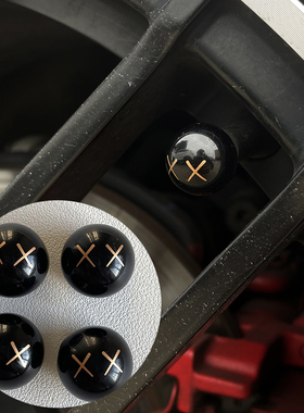 XX图案潮牌车标圆形黑色个性轮胎气门嘴帽气门芯套气门嘴罩气门嘴