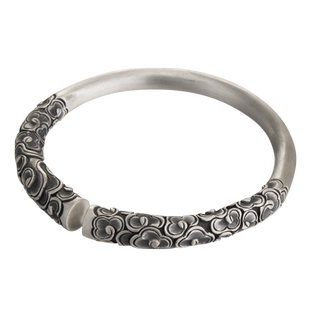 祥银居黑神话悟空云南手工制作情侣复古做旧浮雕金箍棒手镯.珍藏