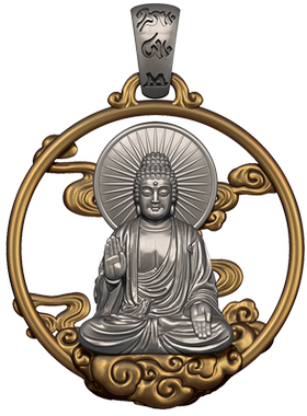 纯银吊坠男士实心复古项链本命佛