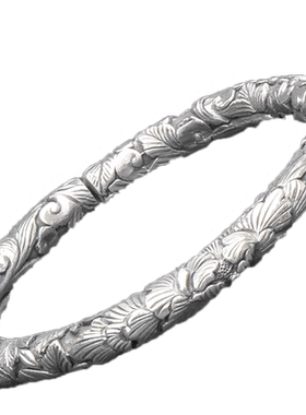 云南手工牡丹花圆柱满雕银饰