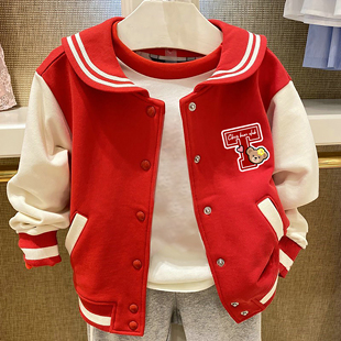 chris童装 女童棉棒球服中大童休闲百搭大翻领卫衣外套 25春秋新款