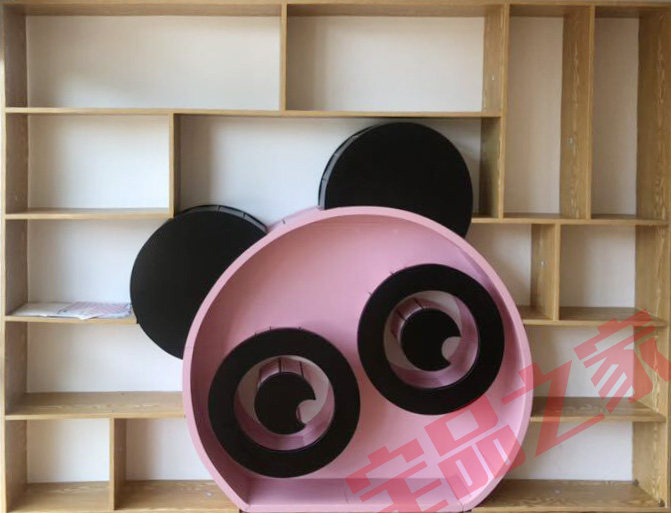 原创熊猫墙面整体大型动物书架卡通展示架幼儿园绘本馆儿童房