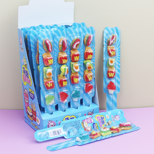 萌趣串串果卷西瓜泡泡糖汉堡热狗薯条儿童串烧果味软糖创意糖果