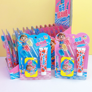 萌牙嘻刷糖牙膏牙刷造型棒棒糖水果味糖果跳跳糖儿童玩具糖果批发