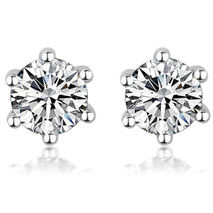 经典六爪白18k金钻石耳钉耳环 单钻耳钉 显钻 男 女款 配耳背扣