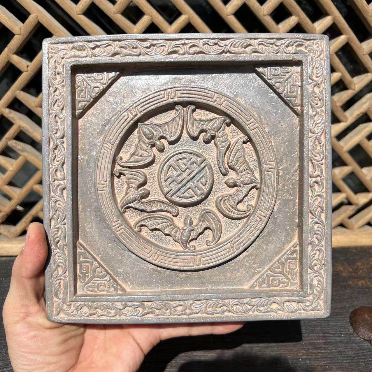 中式王家大院砖雕摆件花窗瓦当浮雕影壁五福捧寿非遗文创会议礼品