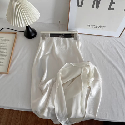 珠光感醋酸缎面半身裙女夏款中式百搭气质鱼尾裙a字长裙7084