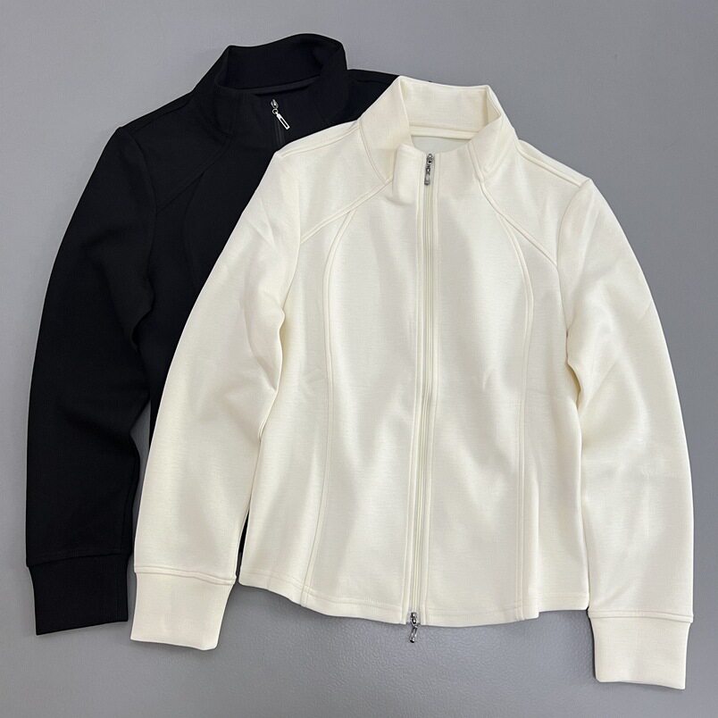 简约女士立领双拉链卫衣春季新款休闲风长袖开衫外套纯色百搭上衣