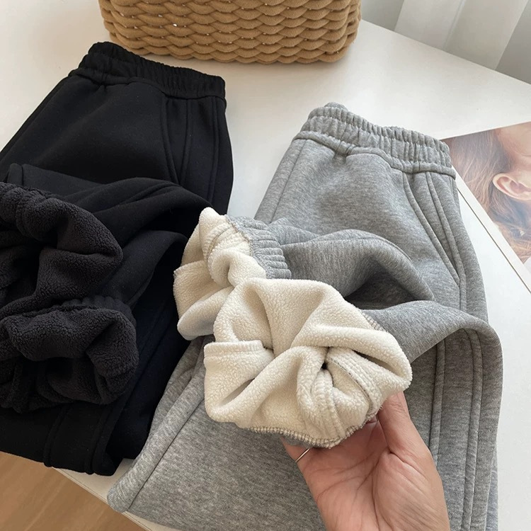 侧拼小个子加绒运动裤女