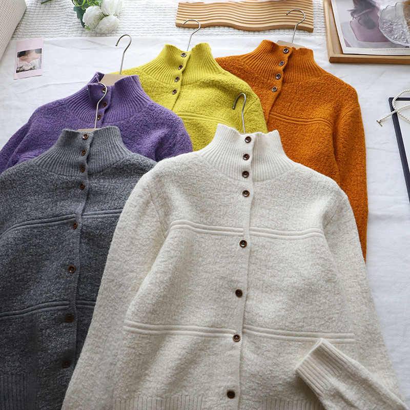 韩版立领宽松显瘦毛衣软糯女高领