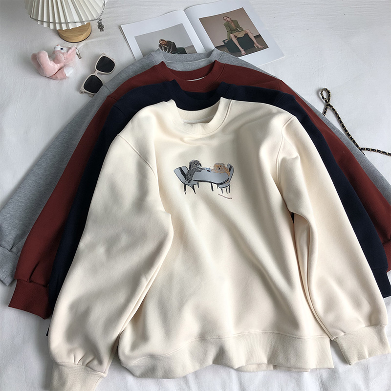 2025秋冬加绒加厚宽松卫衣女