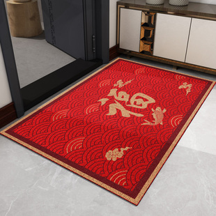 红色入户门地垫进门乔迁喜气入门脚垫门口耐脏丝圈地毯家用垫子