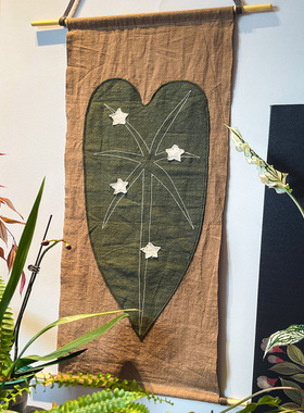 苎麻手工艺术挂毯上墙装饰画高级感客厅墙面装饰挂布遮挡挂画定制