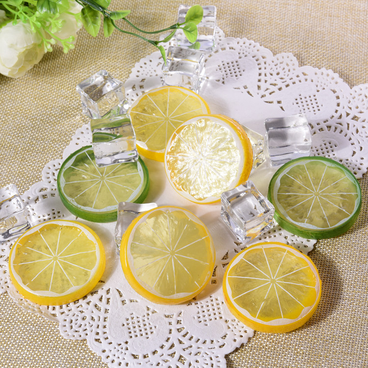 仿真水果 柠檬片 青柠檬摄影辅助道具 食品杯子水搭摆件 拍照拍摄