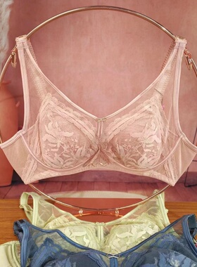 奥丽侬超薄杯文胸水晶杯夏季舒适透气性感蕾丝胸罩大胸显小GW2255