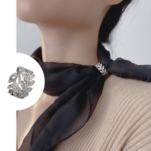 小众设计款麦穗丝巾圈扣创意飘带蝴蝶结扣职业方巾多功能戒指圈