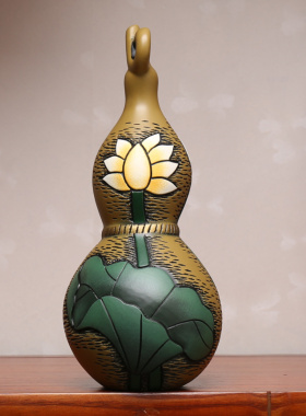 中式摆件博古架佛系装饰品旺运玄关柜子小葫芦陶瓷茶室工艺品