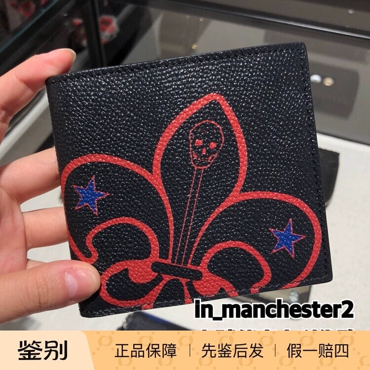 Alexander McQueen 经典勋章骷髅头休闲商务男女短钱包皮夹 正品