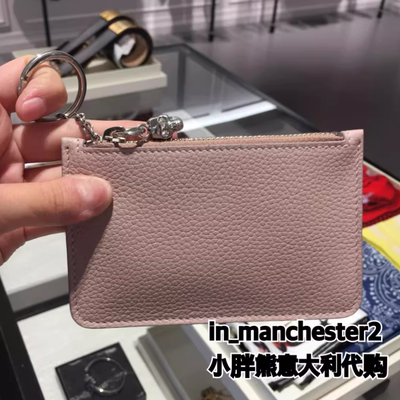 ALEXANDER MCQUEEN麦昆 经典带钻骷髅头牛皮零钱包卡包男女正品
