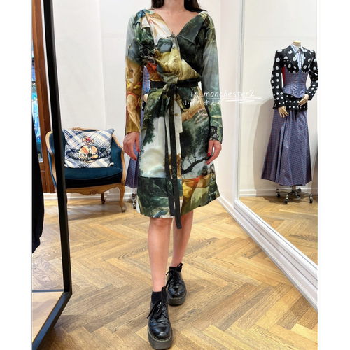 VIVIENNE WESTWOOD西太后经典土星NAKED复古油画衬衫裙连衣裙百搭