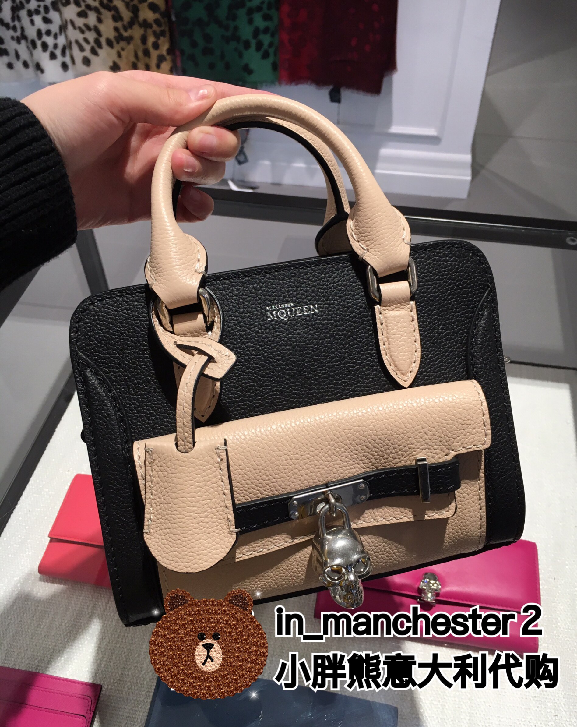 Alexander McQueen/麦昆 PADLOCK骷髅斜跨手提女包mini意大利正品