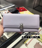 ALEXANDER 折上折 正品 MCQUEEN麦昆 骷髅头牛皮双面长钱包女皮夹