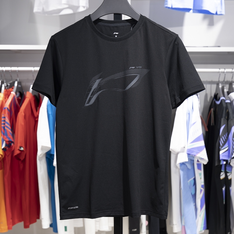 李宁短袖T恤2023秋季男士健身系列排湿速干透气圆领上衣ATST573