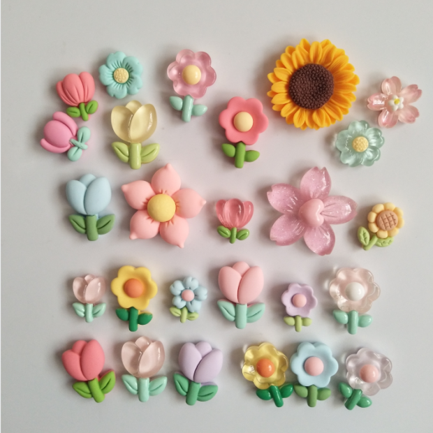 一组可爱小花朵清雅小花ins日系清新立体树脂磁性贴冰箱贴3d立体