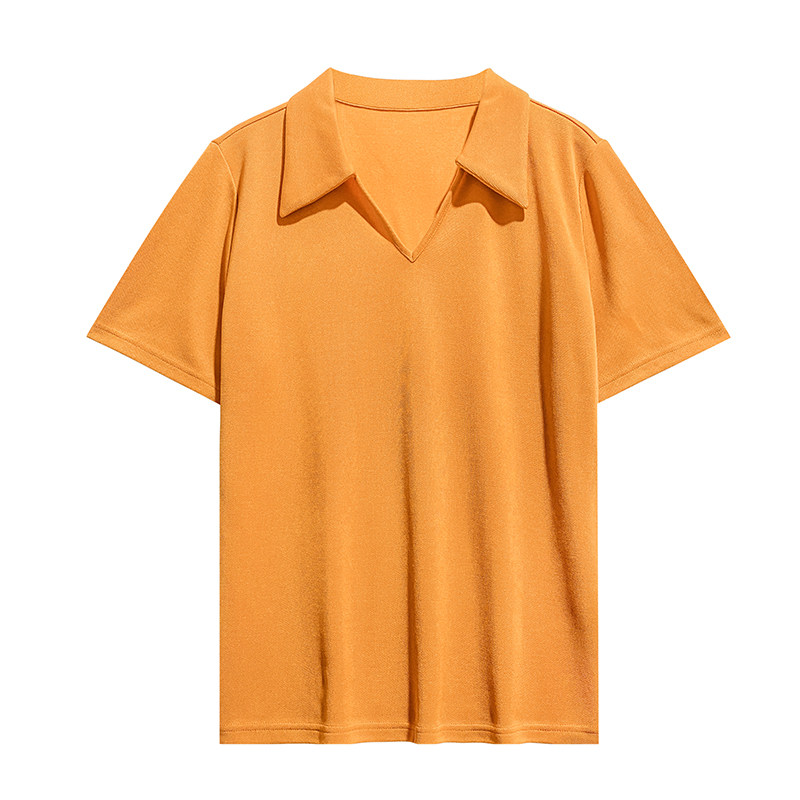 桑蚕丝真丝珠宝短袖T恤衫女2025夏季新款桔色休闲百搭透气上衣