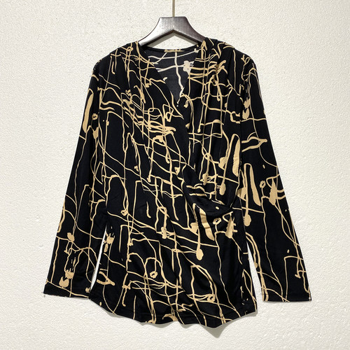 桑蚕丝长袖衫女V领针织斜襟假开衫2026春季新款宽松薄款套头上衣